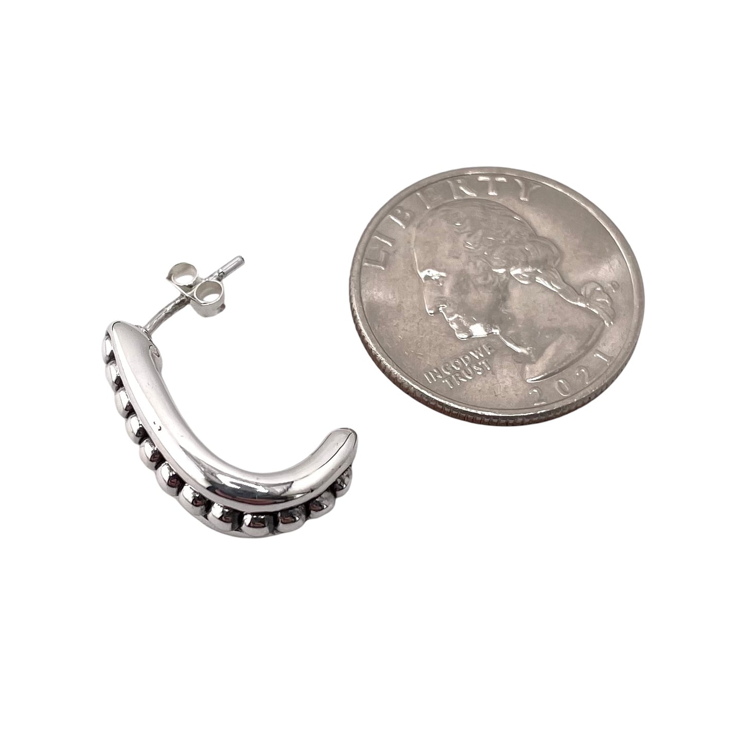 Bead Dot Row Post Earrings Sterling Silver