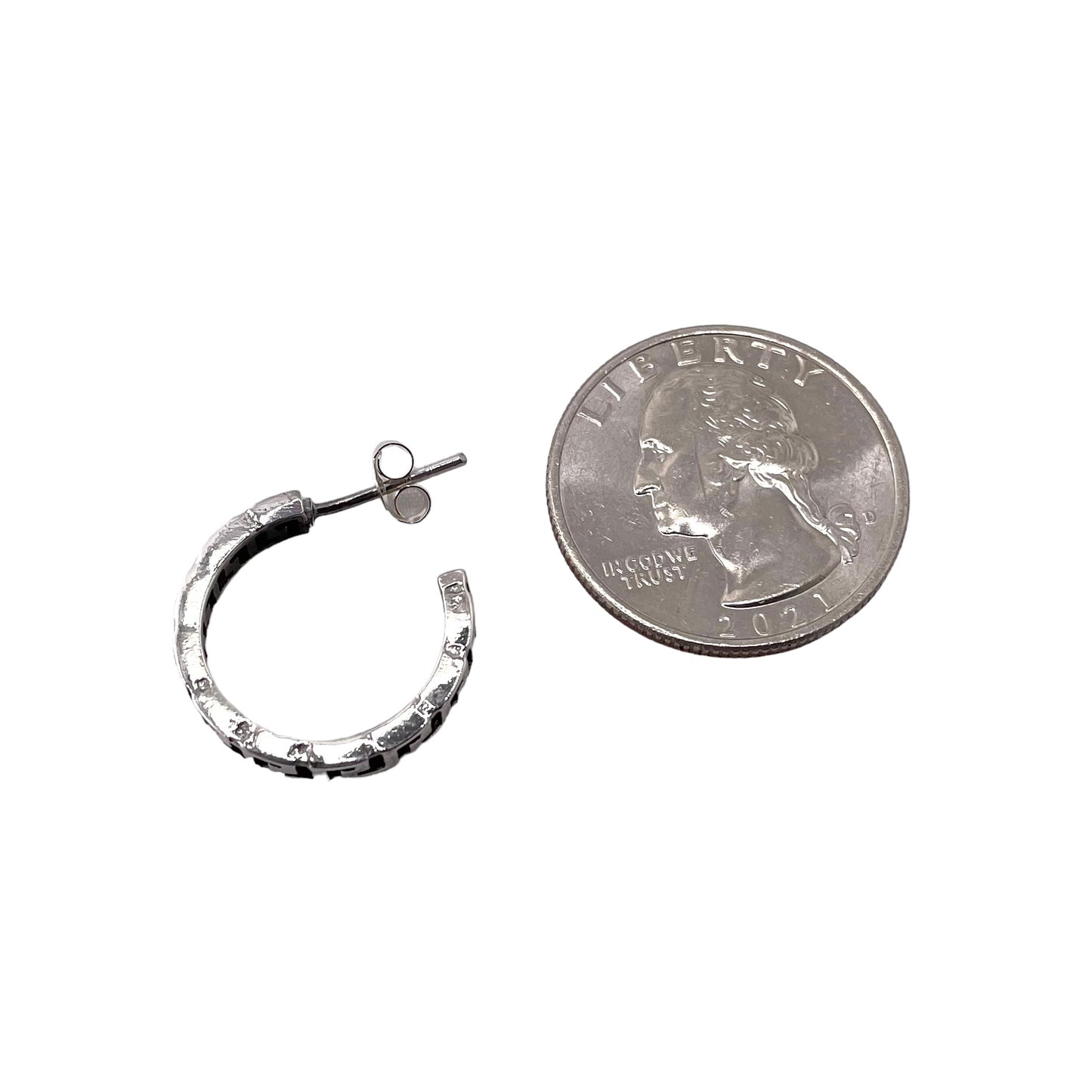Greek Key Open Hoop Earrings Sterling Silver