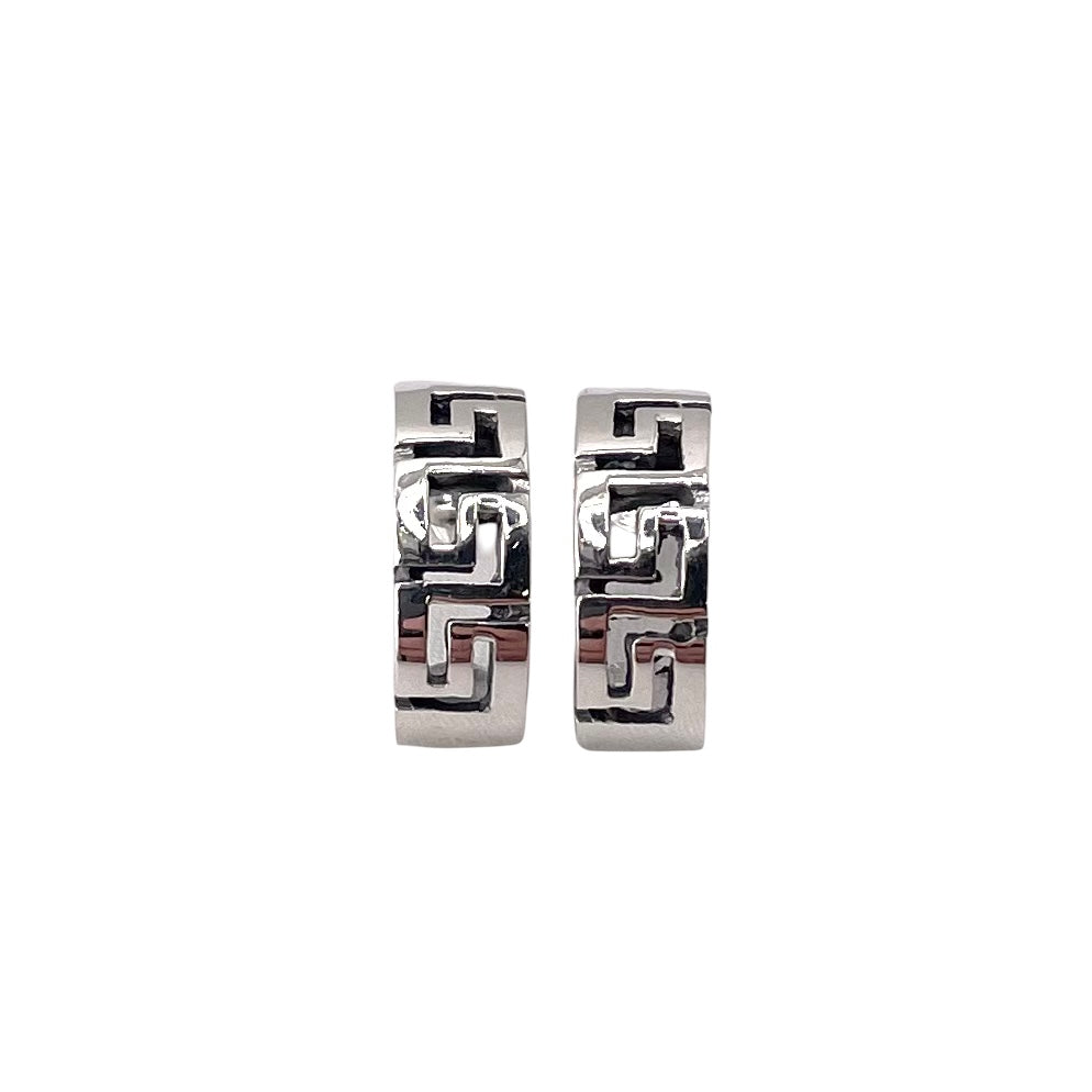 Greek Key Post Earrings Sterling Silver