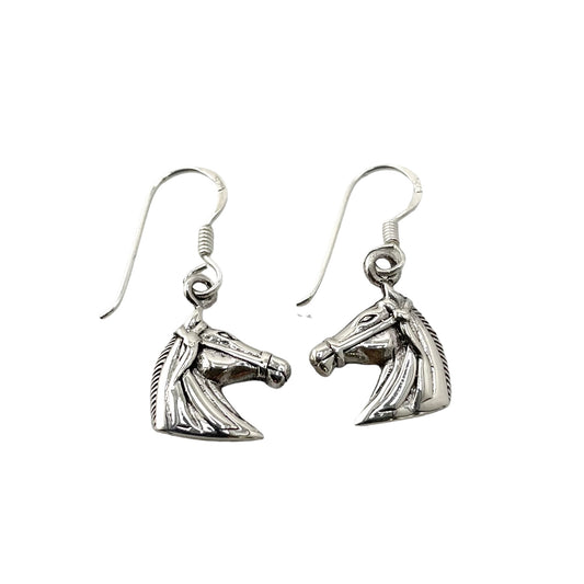 Horse Head Dangle Earrings Sterling Silver