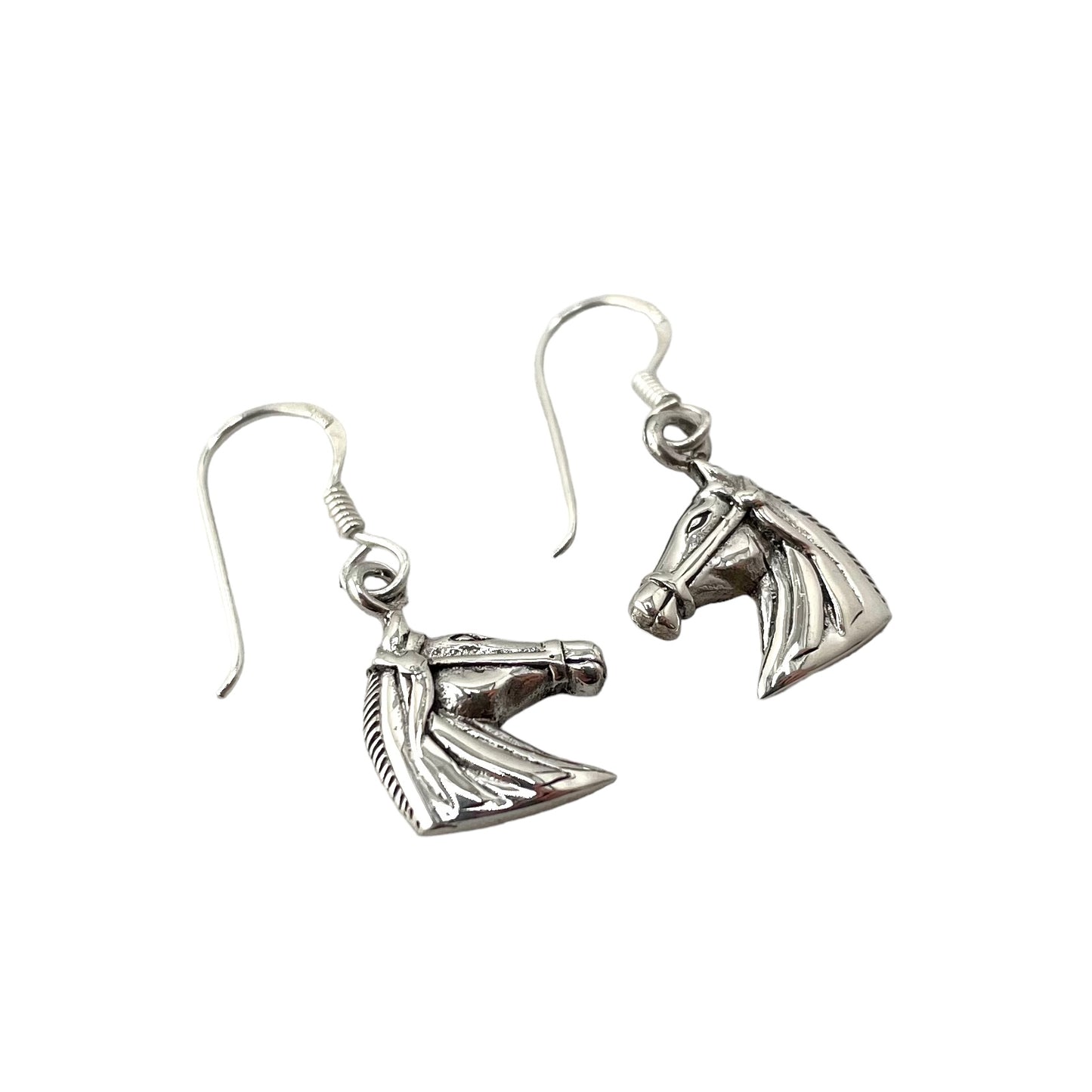 Horse Head Dangle Earrings Sterling Silver