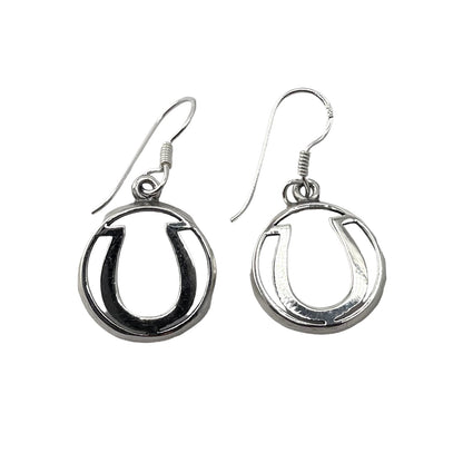 Horseshoe Dangle Earrings Sterling Silver