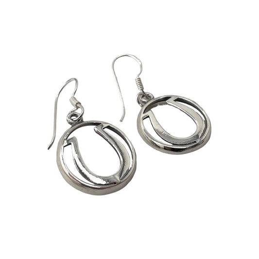 Horseshoe Dangle Earrings Sterling Silver