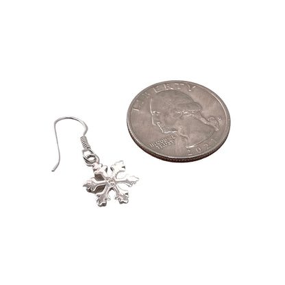 Snowflake Dangle Earrings Sterling Silver