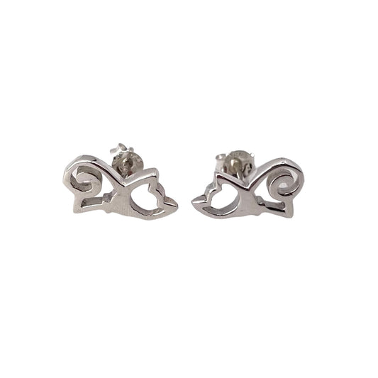 Cat Post Earrings Sterling Silver