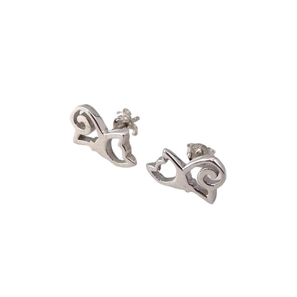 Cat Post Earrings Sterling Silver