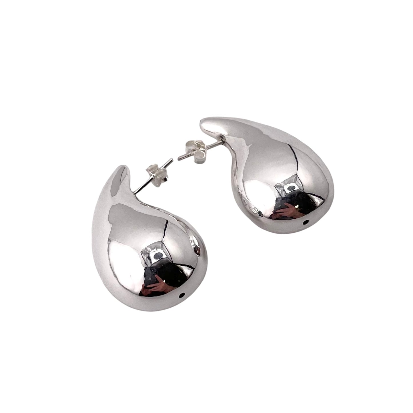 Water Drop 28mm Post Earrings Sterling Silver