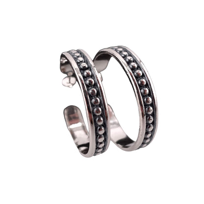 Ball Dot 1 Row Hoop Earrings Medium Sterling Silver
