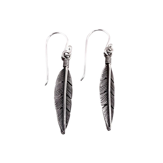 Feather Dangle Earrings Sterling Silver