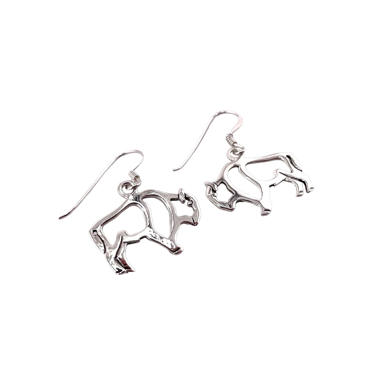 Buffalo Cut Out Dangle Earrings Sterling Silver