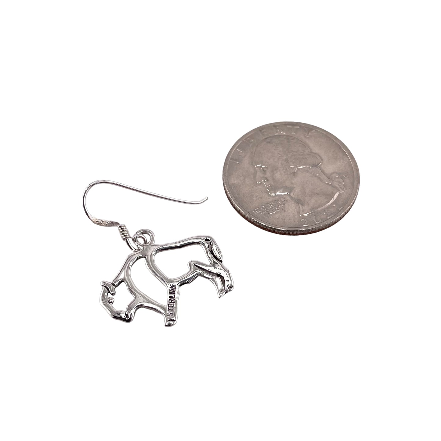 Buffalo Cut Out Dangle Earrings Sterling Silver