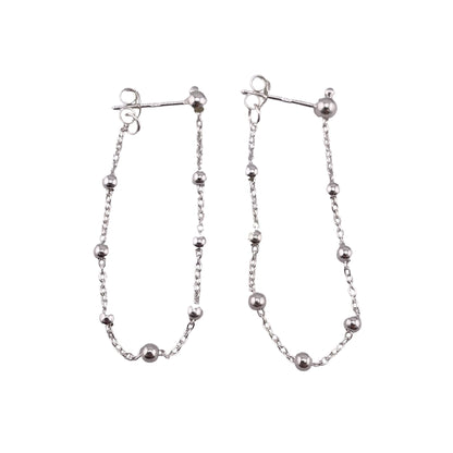 Beaded Drop Dangle Earrings Sterling Silver