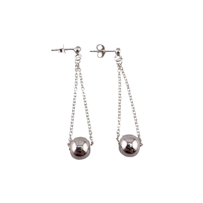 Drop Bead 8mm Rollo Dangle Earrings Sterling Silver