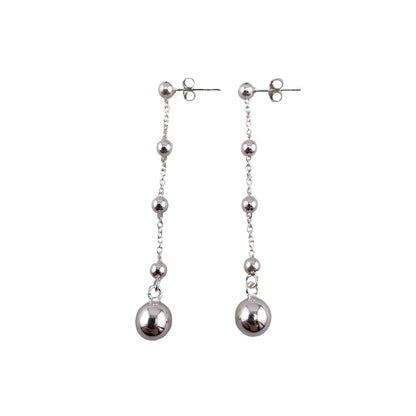 Drop Bead 8mm Dangle Earrings Sterling Silver