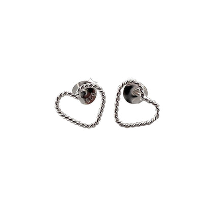 Heart Rope Post Earrings Sterling Silver