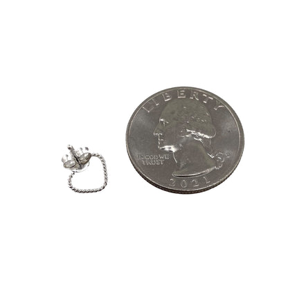 Heart Rope Post Earrings Sterling Silver