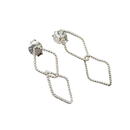 Rope Diamond-Shape Post Earrings Sterling Silver