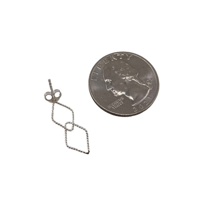 Rope Diamond-Shape Post Earrings Sterling Silver
