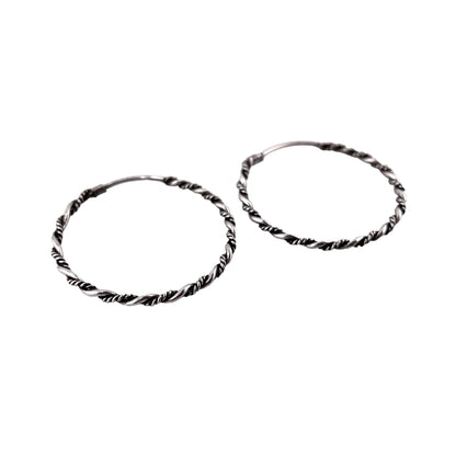 Braided Endless Hoop 30mm Earrings Sterling Silver