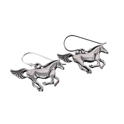 Galloping Horse Earrings Sterling Silver