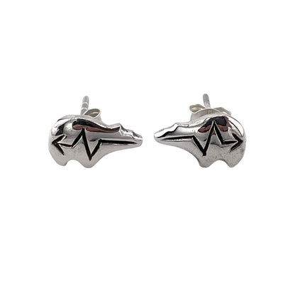 Imprinted Southwestern Bear Earrings Sterling Silver