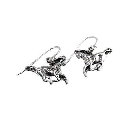 Galloping Horse Dangle Earrings Sterling Silver