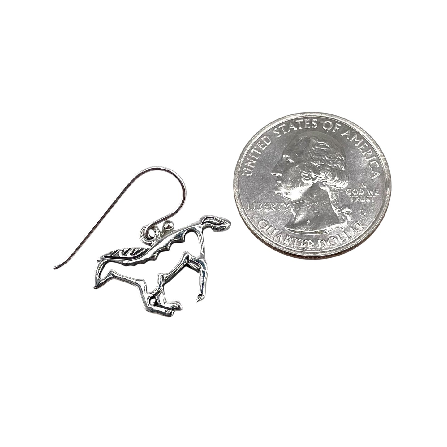 Galloping Horse Outline Dangle Earrings Sterling Silver