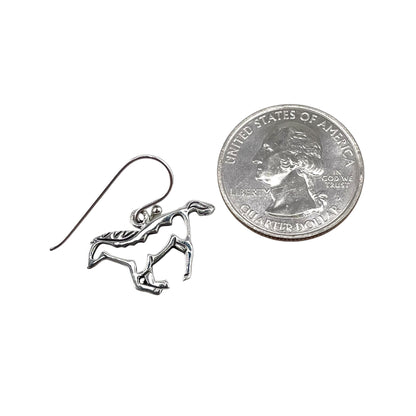 Galloping Horse Outline Dangle Earrings Sterling Silver