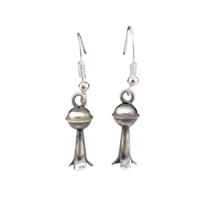 Lenora Garcia Sterling Silver Navajo Squash Blossom Short Dangle Earrings