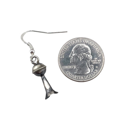 Lenora Garcia Sterling Silver Navajo Squash Blossom Short Dangle Earrings
