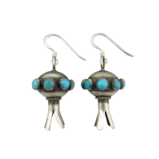 Monica Smith Turquoise Mini Blossom Navajo Earrings Sterling Silver