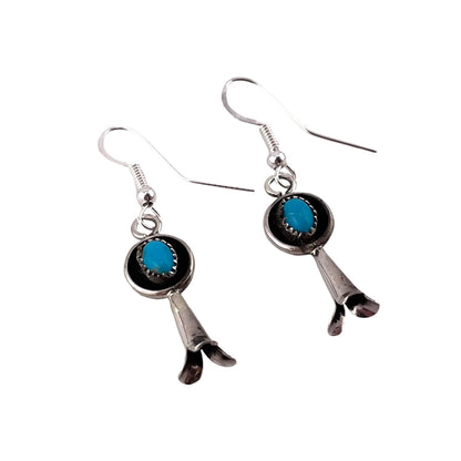 Turquoise Blossom Navajo Dangle Earrings Sterling Silver