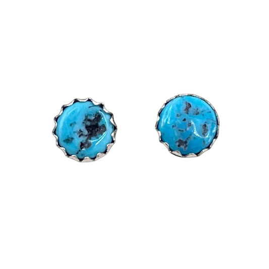 Turquoise Nugget Small Navajo Post Earrings Sterling Silver