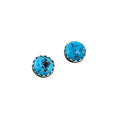 Turquoise Nugget Small Navajo Post Earrings Sterling Silver