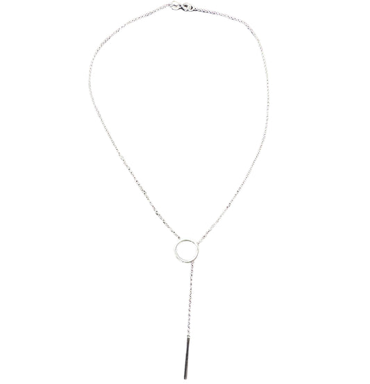 Sterling Silver Fancy Lariat Bar & Chain Necklace