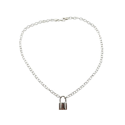 Lock Chain Necklace 16" Sterling Silver