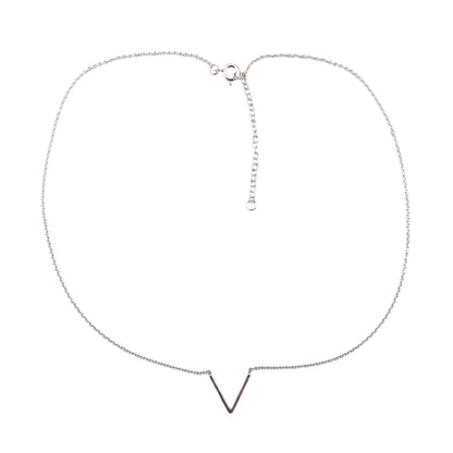 Letter V Chain Necklace 17" Sterling Silver
