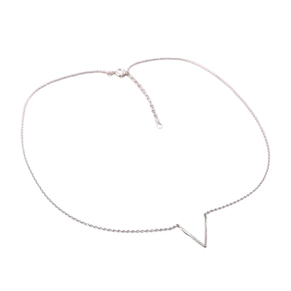 Letter V Chain Necklace 17" Sterling Silver