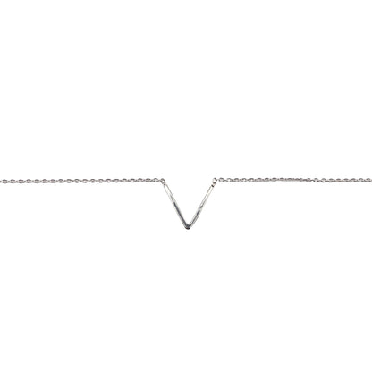 Letter V Chain Necklace 17" Sterling Silver