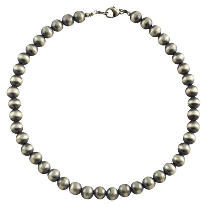 Sterling Silver Desert Pearls Oxidized 12mm Round Bead Necklace. Available from 16" to 60"