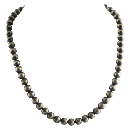 Sterling Silver Desert Pearls Oxidized 12mm Round Bead Necklace. Available from 16" to 60"