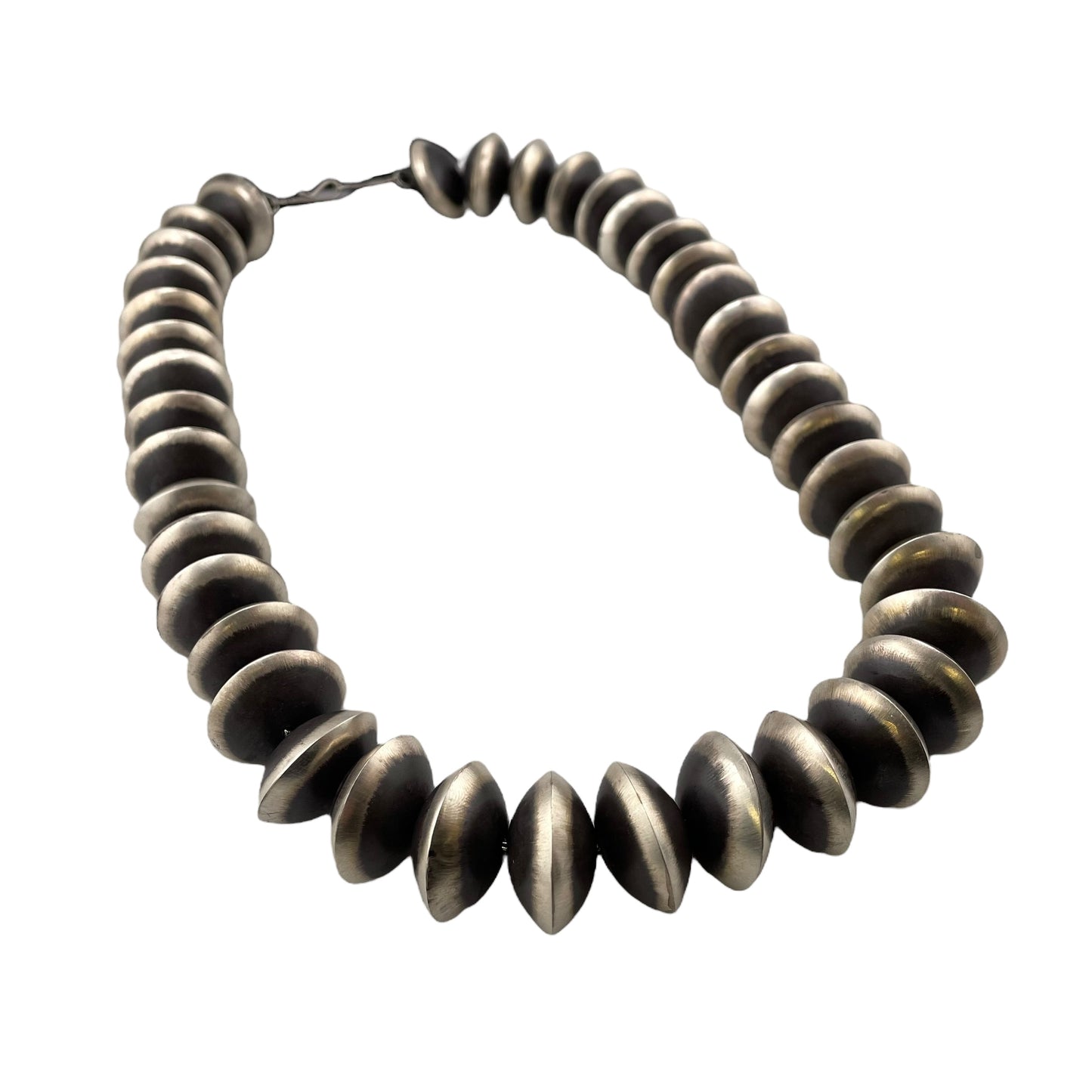 Monica Smith Navajo Pearl 25mm Saucer Bead Necklace Sterling Silver