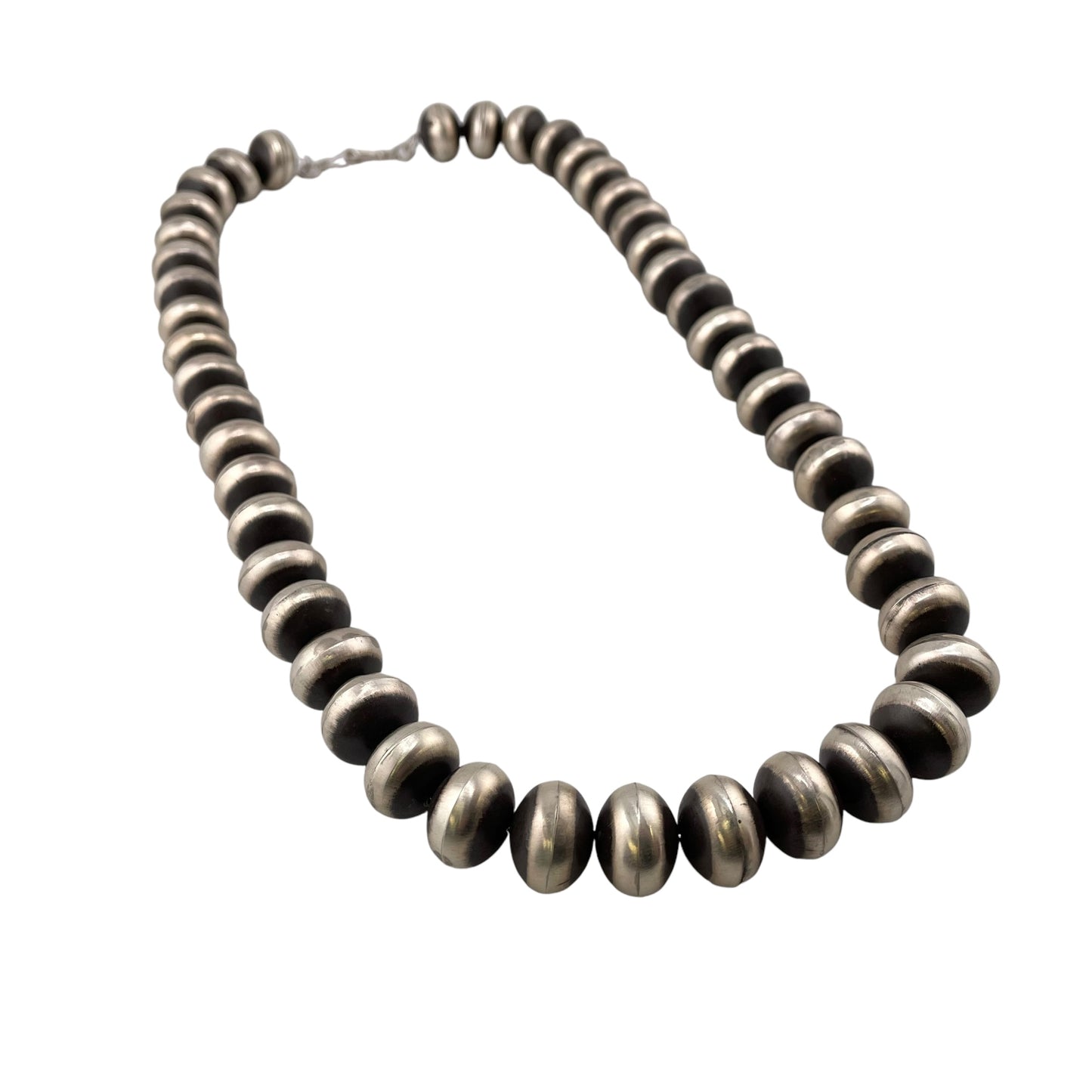 Monica Smith Navajo Pearl 16mm Saucer Bead Necklace Sterling Silver