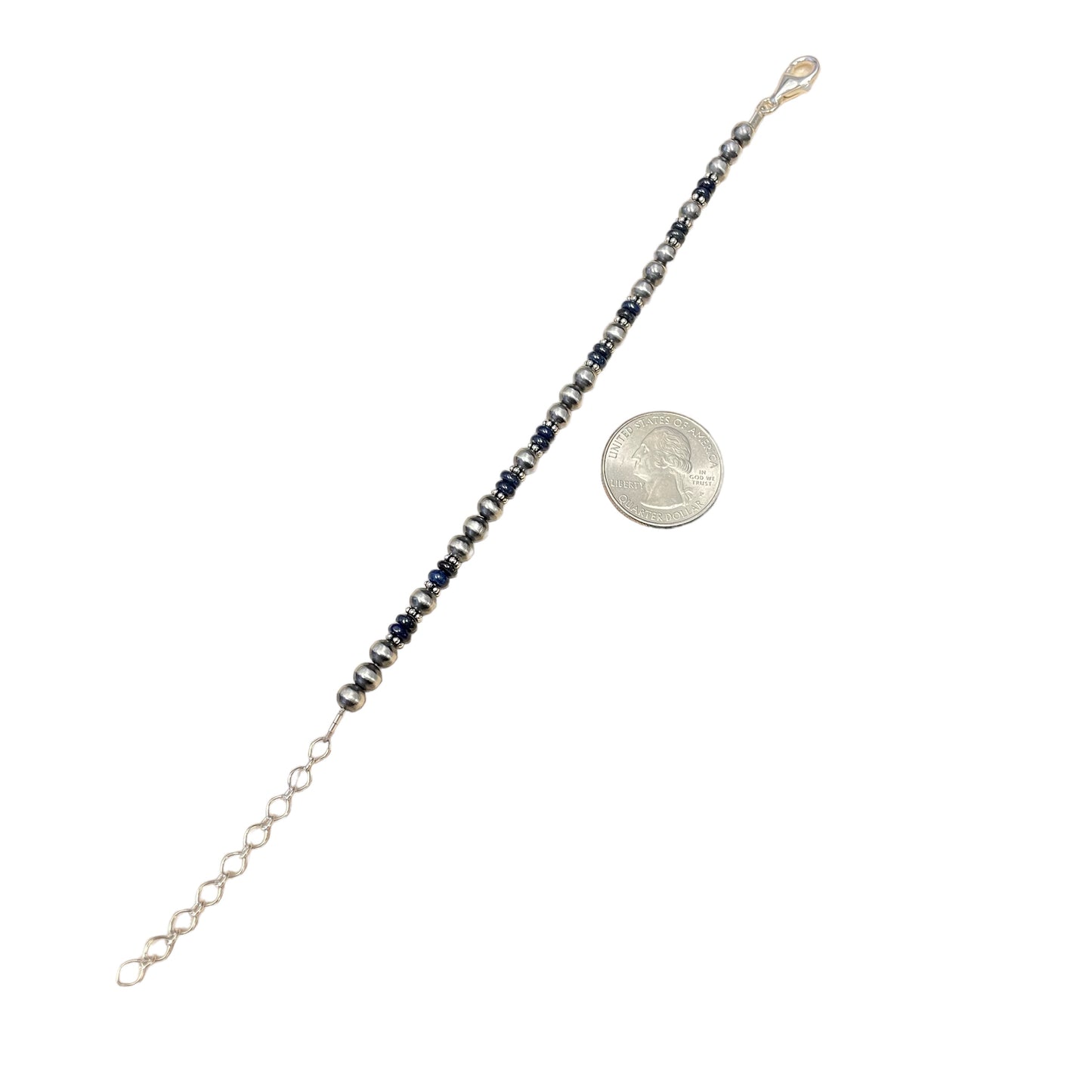 Lapis Desert Pearl Bead Bracelet Sterling Silver