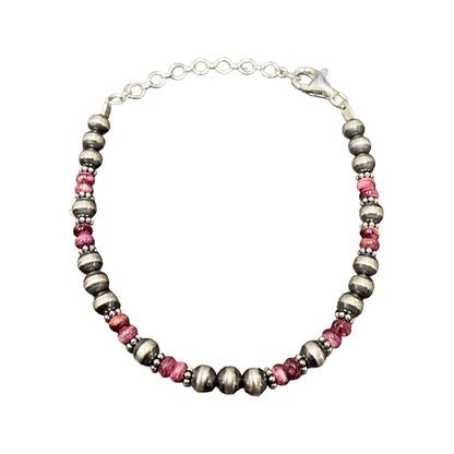 Purple Spiny Oyster Desert Pearl Bead Bracelet Sterling Silver