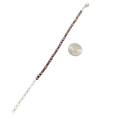 Purple Spiny Oyster Desert Pearl Bead Bracelet Sterling Silver