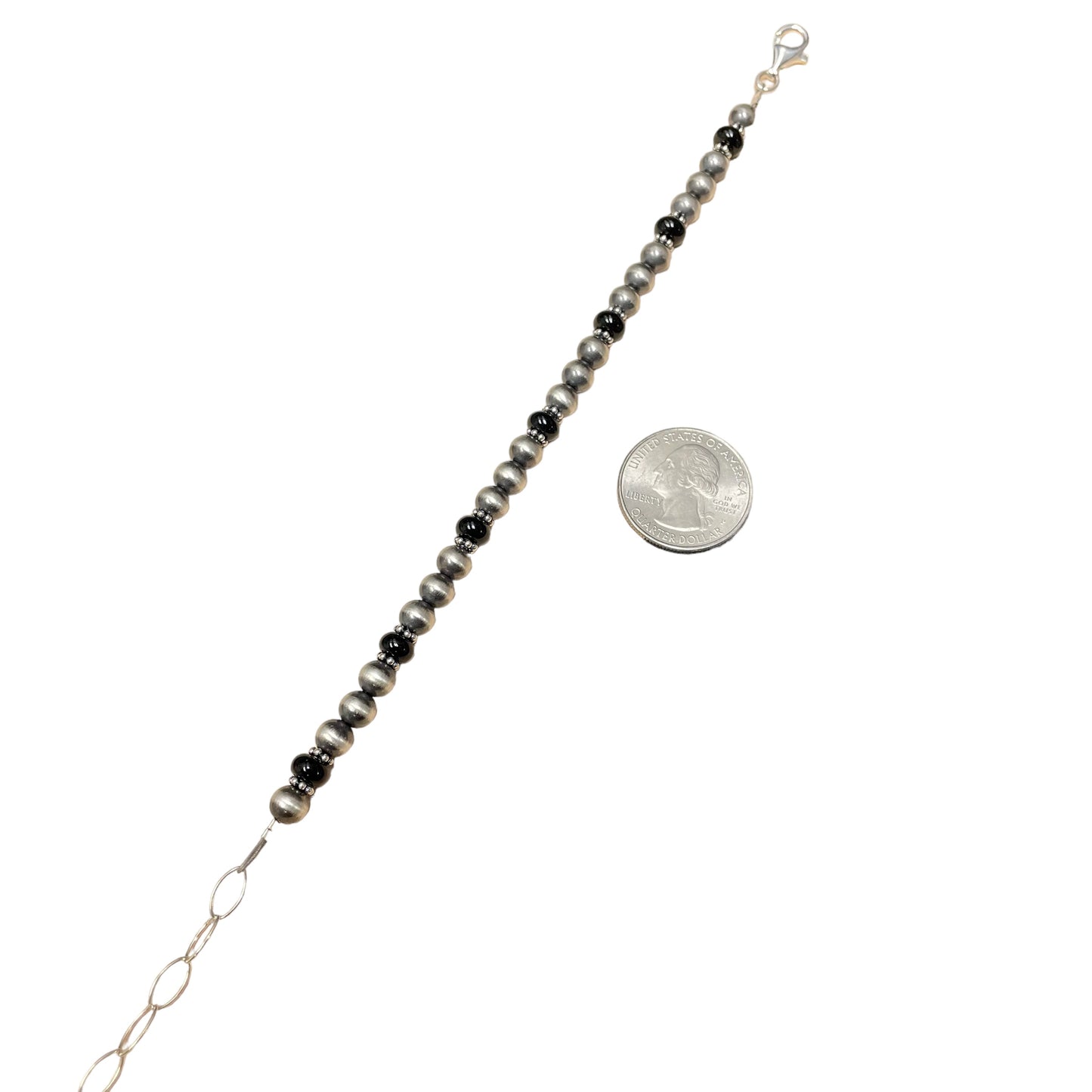 Onyx Desert Pearl Bead Bracelet Sterling Silver