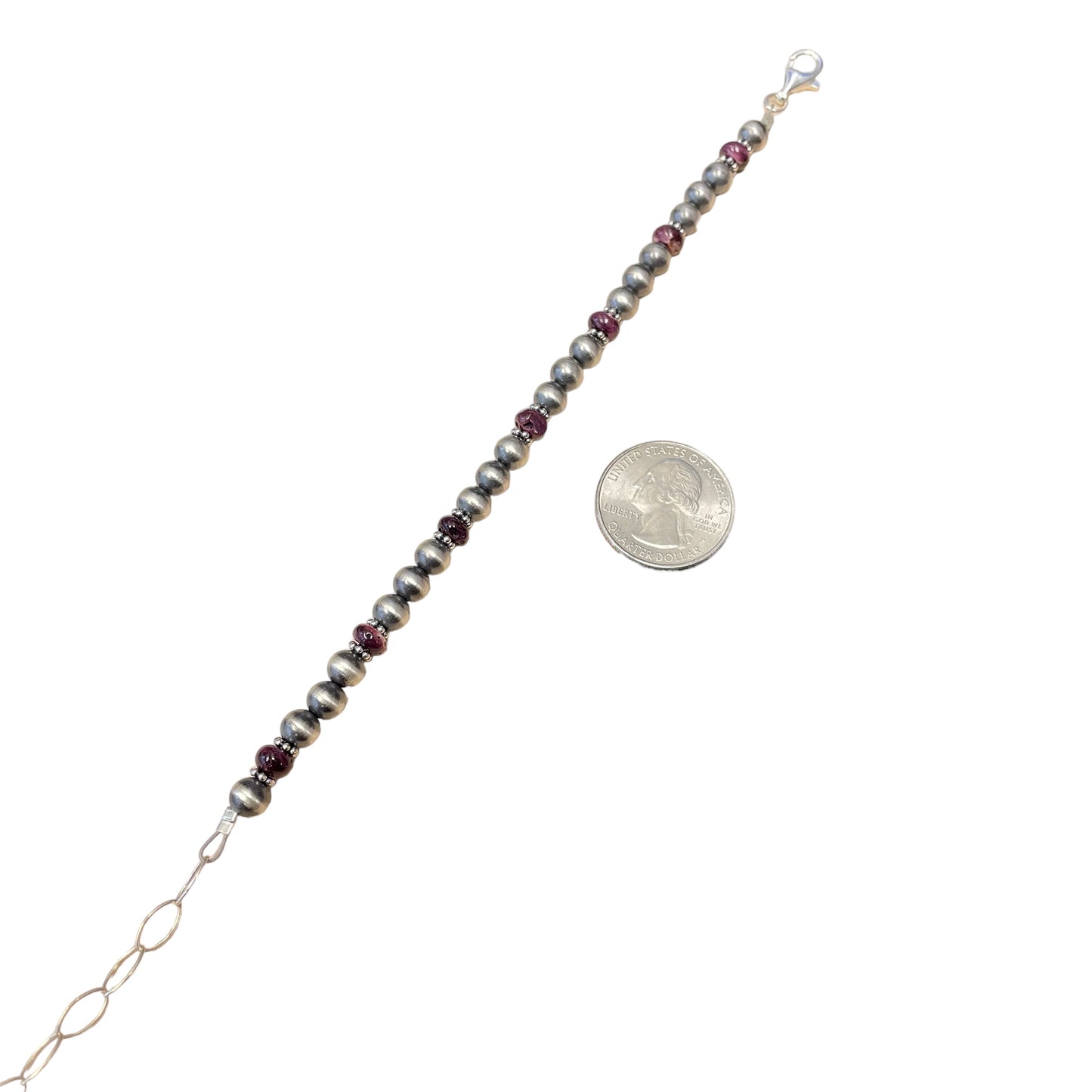 Purple Spiny Oyster Desert Pearl Bead Bracelet Sterling Silver