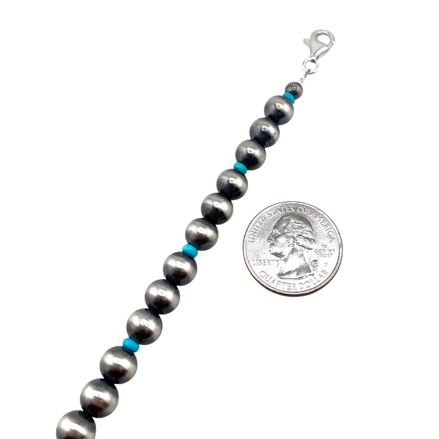 Blue Turquoise Desert Pearl Bead Bracelet Sterling Silver
