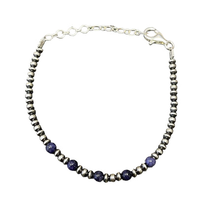Charoite Desert Pearl Bead Bracelet Sterling Silver